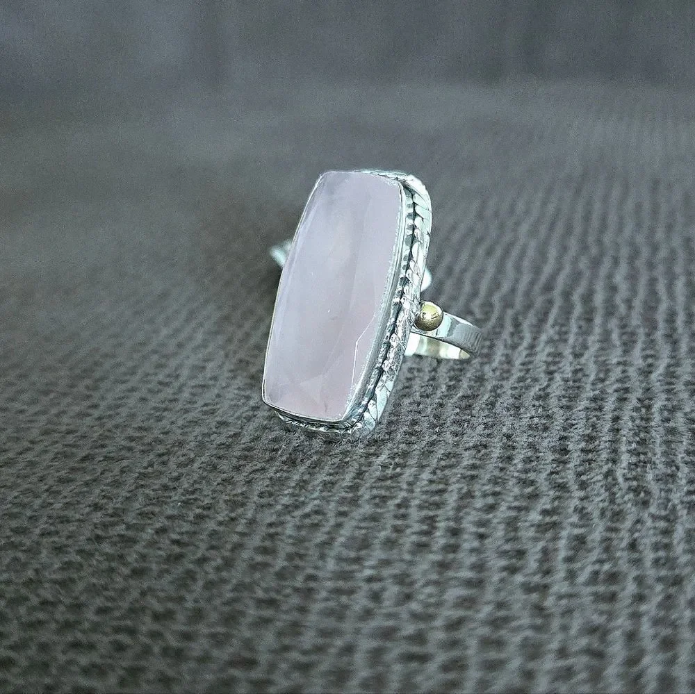 Shivam Rectangular Rose🌹 Quartz Statement Ring💍 - NWT